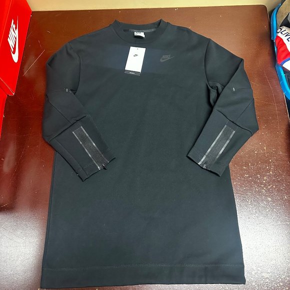 Nike Dresses & Skirts - Nike Womens Black Sportswear Tech Fleece Long Sleeve Pullover Dress Size Small